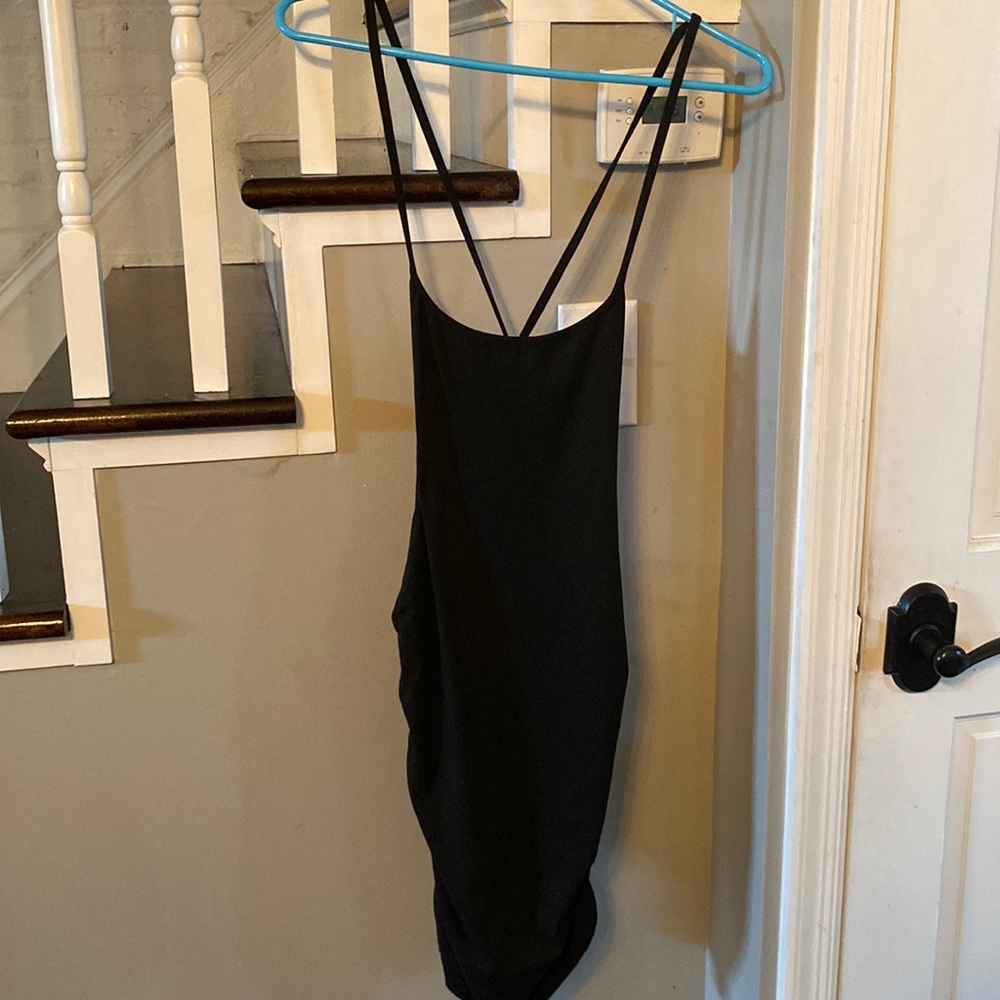 SHEIN BLACK TIE UP MINI DRESS